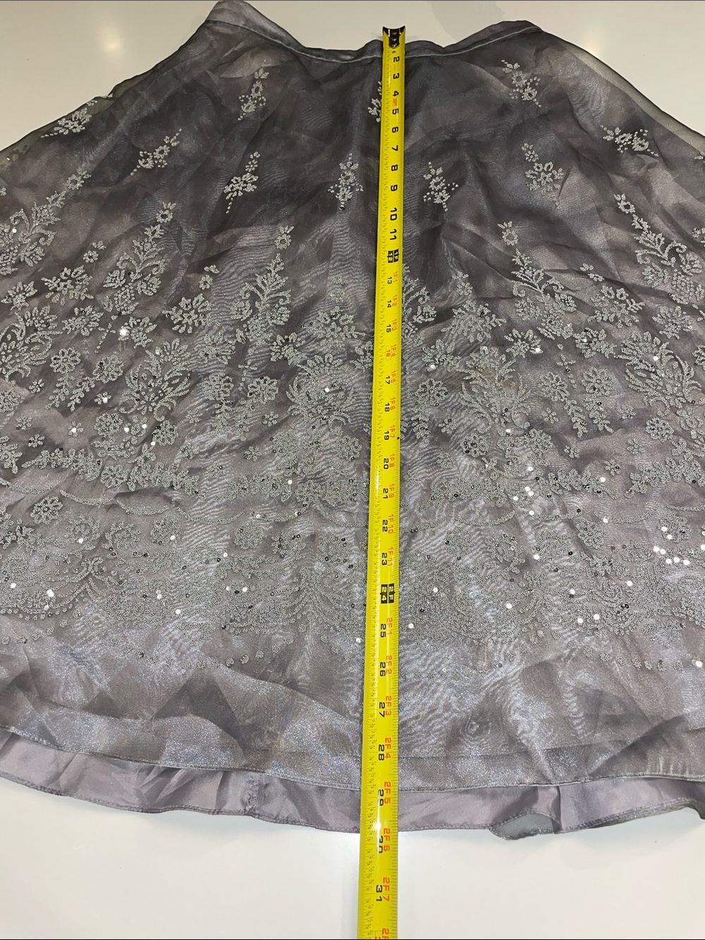 Whimsigoth Fairycore Vintage beaded satin and sheer Cachet skirt M - Picture 7 of 10